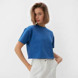 Футболка укороченная женская MINAKU OVERSIZE FIT, электро, размер 44