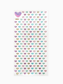 Серьги наклейки детские, пластик, любовь, сердечки, цветные