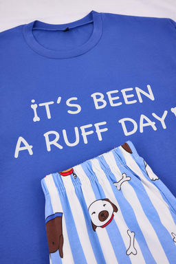 Mavi Regular/Normal Kesim K?sa Kollu Pamuklu Hayvan Desenli Pijama Tak?m? TMNSS26PT00004 - Trendyolmilla фото 3