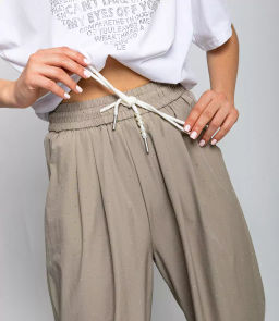 Брюки #КТ8092, бежево-серый