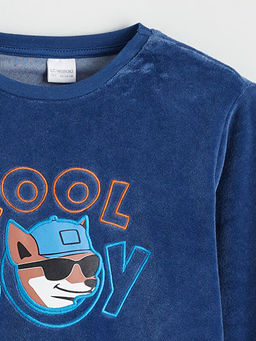 Bisiklet Yaka Kadife Erkek ?ocuk Pijama Tak?m?