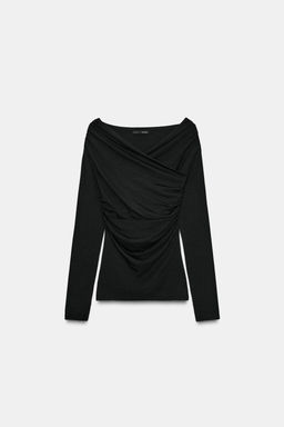 DRAPED SURPLICE NECKLINE TOP - Zara фото 12