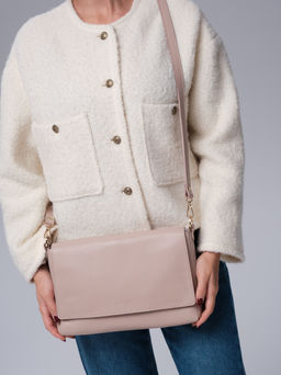 Кожаная сумка клатч Deboro 30181 розово-бежевый