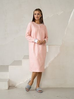 Сорочка жен.арт.602/1-3,розово-белая футер с начесом (хлопок 100%). - Binita фото 3