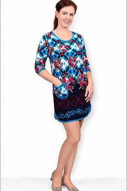 Туника интерлок - пенье купон, голубой (221-3)