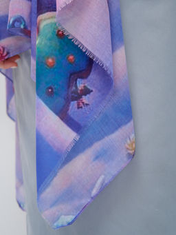 Большой, красивый двусторонний палантин с рисунком в стиле арт-декои необычной текстурой ткани. - Tantino фото 3