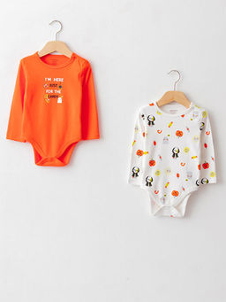 Bisiklet Yaka Uzun Kollu Bask?l? Erkek Bebek ??t??tl? Body 2li