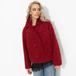 Розыгрыш. Полупальто с акцентным подкладом, Слишком заметна (красный закат, oversize, 50-56)