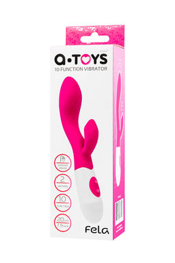 Вибратор с клиторальным стимулятором A-Toys by TOYFA Fela, силикон, розовый, 20,5 см