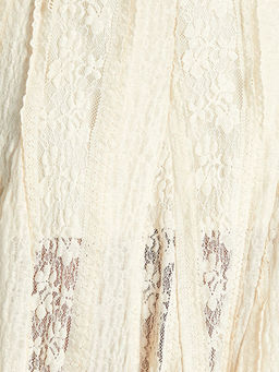 Beli Lastikli Dantelli Pileli Etek