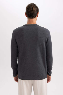 Футболка стандартного кроя с круглым вырезом и длинными рукавами - Defacto фото 5