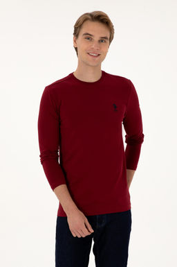Erkek Bordo Basic Sweatshirt Sepette S_rpriz _ndirim