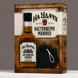 Подарочный набор На удачу, гель для душа виски 250 мл и мочалка для тела, Чистое счастье