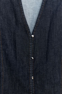 Z1975 DENIM PUFF SLEEVE SHORT SLEEVE SHIRT - Zara фото 3