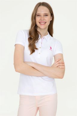 U. S. Polo Assn Женская белая базовая футболка с воротником-поло - U.s. polo assn фото 3