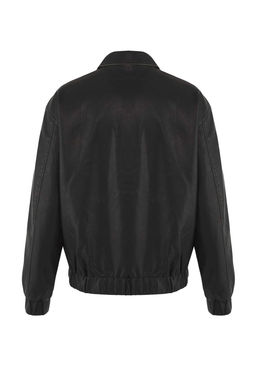 Siyah Fitted %100 PU Suni Deri Erkek Mont TMNAW26MO00004 - Trendyolmilla фото 7
