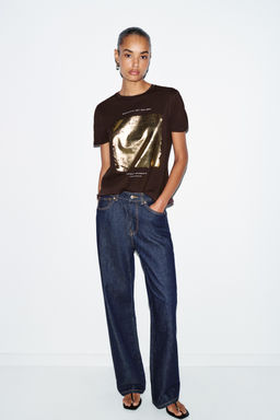 CAMISETA ESTAMPACI?N METALIZADA / Marr?n