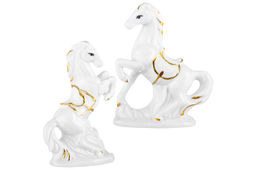 Набор фигурки декоративные 2 пр. 5,5*3*8,5 см, 6,5*2,5*8,5 см Лошади белая с золотом, фарфор - Elan gallery фото 3