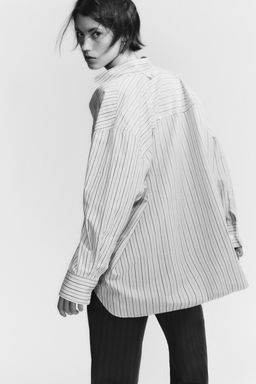 OVERSIZE STRIPED POPLIN SHIRT - Zara фото 7