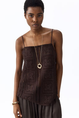 Top efecto crochet en mezcla de seda - H&m фото 3