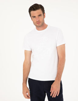 Beyaz Slim Fit Bisiklet Yaka T-shirt
