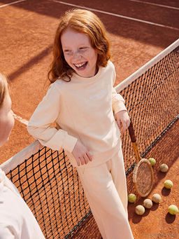 Bisiklet Yaka K?z ?ocuk Soft Touch Sweatshirt ve E?ofman Alt?