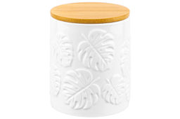 Банка д/хранения 650 мл 10*10*12,5 см Тропики с дер. крышк. с сил. упл.