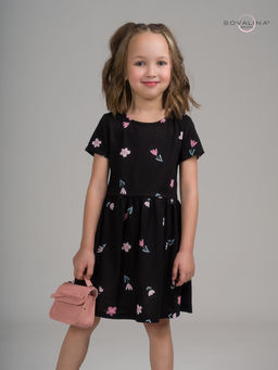 Платье Лето тюльпаны на черном