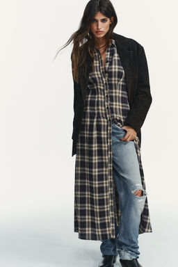 CHECKED PLEATED MIDI DRESS - Zara фото 5
