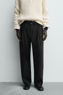 PANTAL?N PLIEGUES TRAJE RELAXED FIT / Negro - Zara фото 2