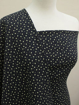 Муслин двухслойный с эф.фактурной стежки Микро цветочки на чернильно-черном, ш.1.4м, хл-100% - Купава фото 2