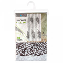 Штора для ванной полиэстер 180х180см "Фэшн" Листья", 12 колец, в пакете (Китай)