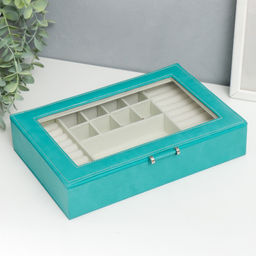 Шкатулка кожзам для украшений Хэмптонс голубая 5,5х27х18 см