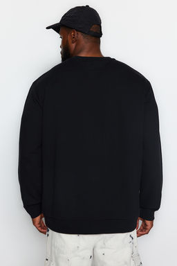 TRENDYOL MAN Siyah Buyuk Beden Regular/Normal Kesim Bask?l? Ici Polar/S?cak Tutan Sweatshirt TMNAW24AO00028 - Trendyolmilla фото 6