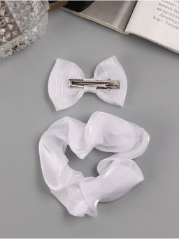 Цена за 6 шт. Набор для волос «Школьница», резинка 10 см, зажим 6.5 см, полоски, белый