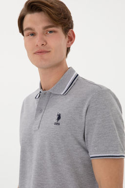 Erkek Regular Fit Polo Yaka Gri Melanj Basic Ti__rt Sepette S_rpriz _ndirim - U.s. polo assn фото 3