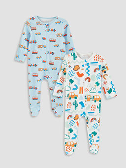 Bisiklet Yaka Erkek Bebek Tulum 2li (0-12 Ay Patikli, 12 Ay+ Patiksiz)