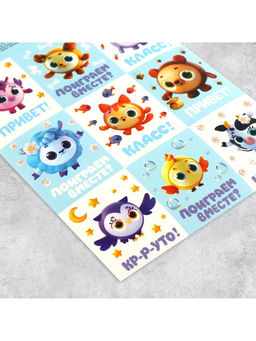 Цена за 10 шт. Наклейки детские «Милые животные», раскраска на обороте, 11×15.5 см