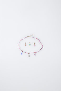 COLLAR MULTICHARMS INTERCAMBIABLES / Rosa / Lila