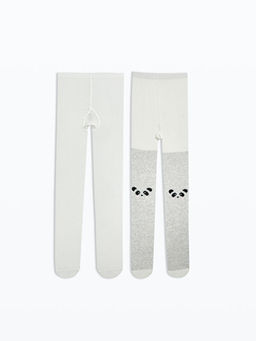 Bask?l? K?z Bebek K?lotlu ?orap 2li