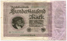 Банкнота 100000 марок 1923 года Германия