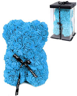 Мишка из роз в подарочной коробке, 25 см