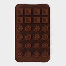 Форма для конфет и шоколада Доляна «Коробка конфет», силикон, 23.2×13.8×0.5 см, 24 ячейки, коричневая