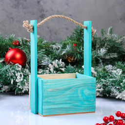 Кашпо деревянное, 15128.5(25) см Пауль и Любовь. Новогоднее, Еловый лес, с принтом - Дарим красиво фото 3