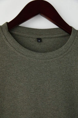 Siyah - Haki Yeni Oversize/Genis Kal?p 2li Paket Dokulu Waffle Sweatshirt TMNAW26SW00028 - Trendyolmilla фото 10