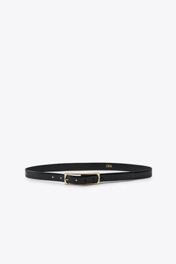 LEATHER BELT WITH RECTANGULAR BUCKLE - Zara фото 2