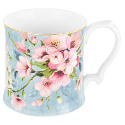 Кружка 380 мл 12,3*9*9 см "Яблоневый цвет на голубом" фарфор NEW BONE CHINA