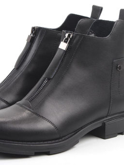 01-M43-10 BLACK Ботинки демисезонные женские (натуральная кожа)