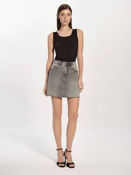 CONTE CON-761 Джинсовая юбка-mini оксидной варки со вставками по бокам grey - Conte elegant фото 2