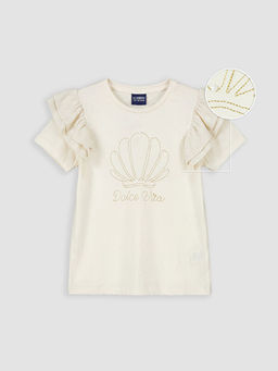 Bisiklet Yaka Boncuklu K?z ?ocuk Ti??rt